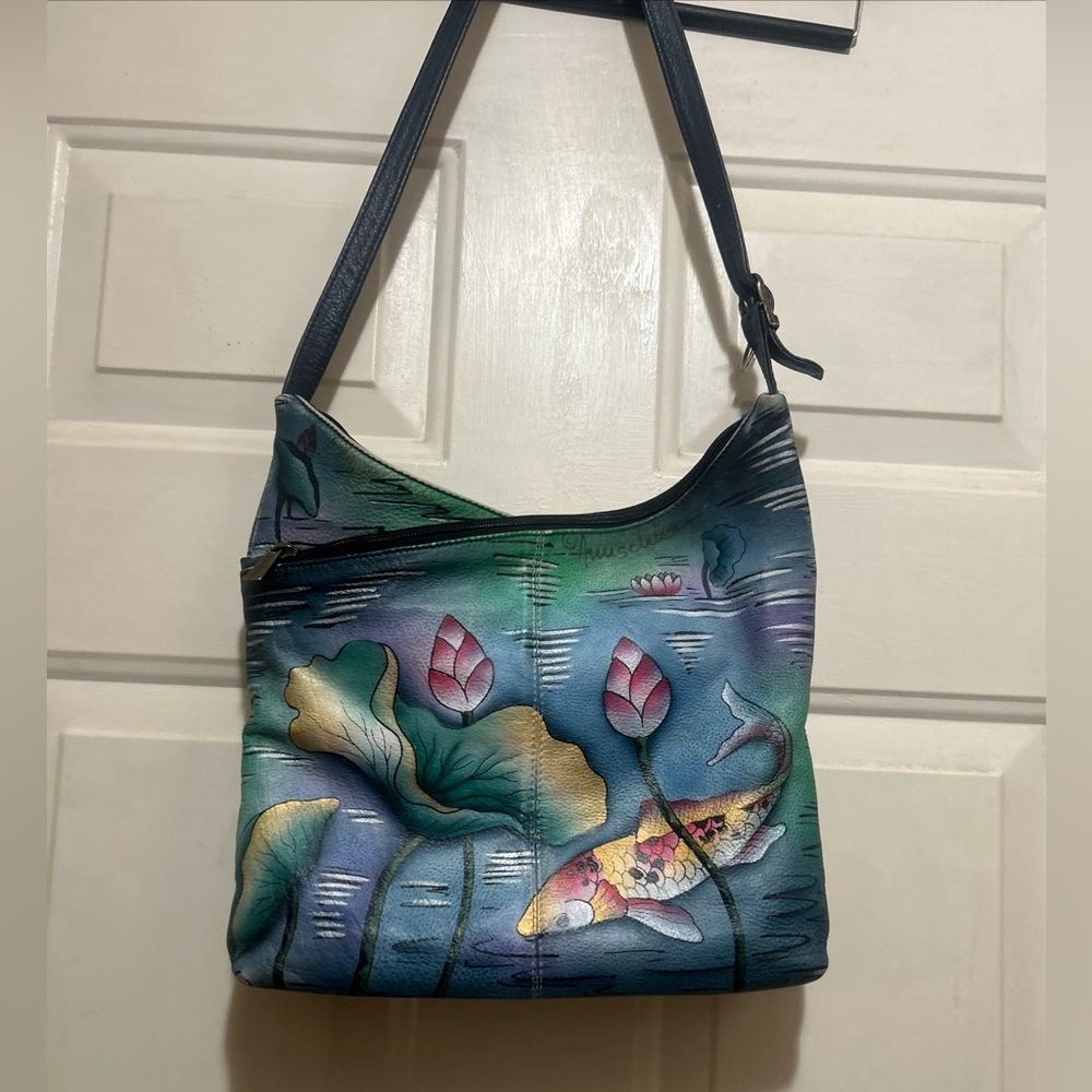 Anuschuka Karmic Koi Blue and Green Shoulder Bag - Picture 3 of 7